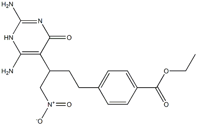 4-(3-(2,6-diamino-1,4-dihydro-4-oxo-5-pyrimidinyl)-4-nitrobutyl)benzoic acid ethyl ester Struktur