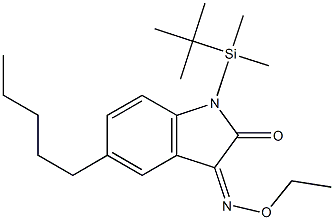 (3Z)-1-[tert-Butyl(dimethyl)silyl]-5-pentyl-1H-indole-2,3-dione 3-(O-e thyloxime) Struktur