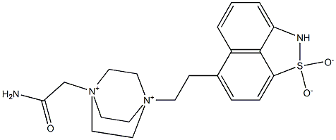 1-(2-amino-2-oxoethyl)-4-(2-(1,1-dioxido-2H-naphtho(1,8-cd)isothiazol-6-yl)ethyl)-1,4-diazoniabicyclo(2.2.2)octane Struktur