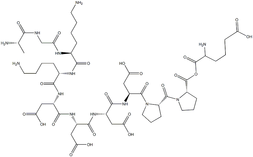 alanyl-glycyl-lysyl-lysyl-aspartyl-aspartyl-aspartyl-aspartyl-prolyl-prolyl-2-aminoadipic acid Struktur