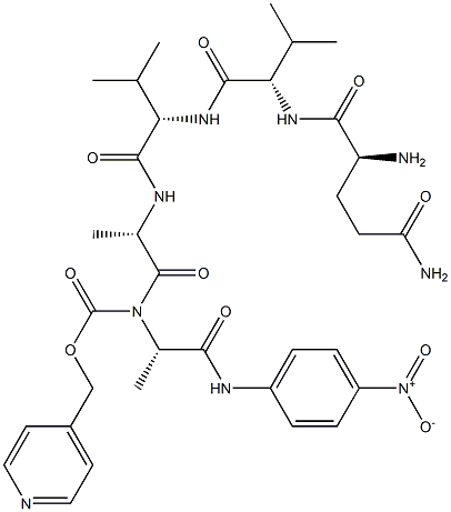 isonicotinyloxycarbonyl-glutaminyl-valyl-valyl-alanyl-alanine-4-nitroanilide Struktur