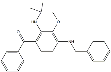 (8-benzylamino-3,3-dimethyl-3,4-dihydro-2H-1,4-benzoxazin-5-yl)(phenyl)methanone Struktur