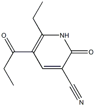 6-ethyl-5-propionyl-1,2-dihydro-2-oxo-3-pyridine carbonitrile Struktur