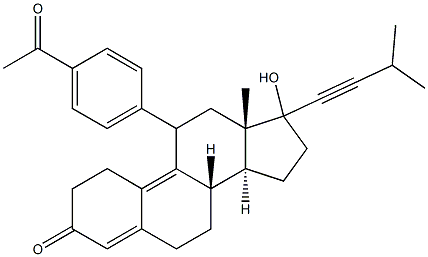 11-(4-acetophenyl)-17-hydroxy-17-(3-methyl-1-butynyl)-4,9-estradien-3-one Struktur