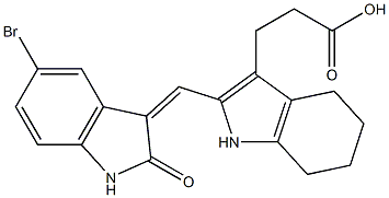 3-(2-(5-bromo-2-oxo-1,2-dihydroindol-3-ylidenemethyl)-4,5,6,7-tetrahydro-1H-indol-3-yl)propionic acid Struktur