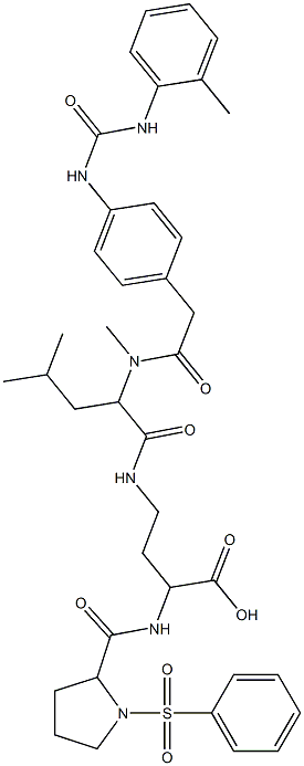 2-((1-benzenesulfonylpyrrolidine-2-carbonyl)amino)-4-(4-methyl-2-(methyl-(2-(4-(3-o-tolylureido)phenyl)acetyl)amino)pentanoylamino)butyric acid Struktur