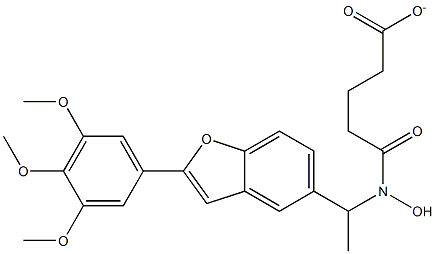 5-(N-hydroxy-N-(1-(2-(3,4,5-trimethoxyphenyl)-5-benzofuranyl)ethyl)amino)-5-oxopentanoate Struktur