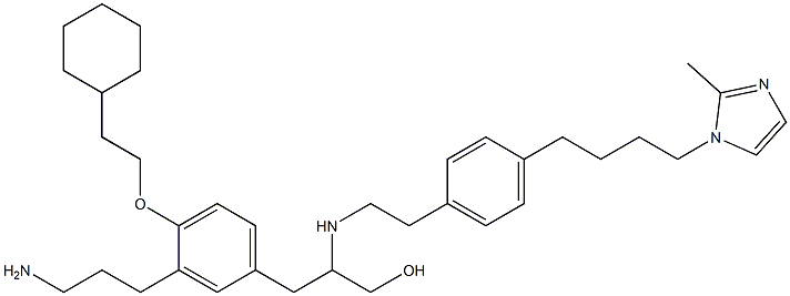 N-(1-((3-(aminopropyl)-4-(cyclohexylethoxy)phenyl)methyl)-2-hydroxyethyl)-4-((2-methyl-1H-imidazol-1-yl)butyl)benzeneethanamine Struktur