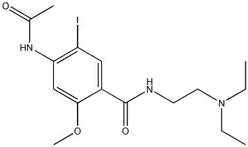 4-acetamido-N-(2-diethylaminoethyl)-5-iodo-2-methoxybenzamide Struktur