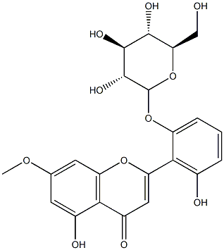 5,2',6'-trihydroxy-7-methoxyflavone 2'-O-glucopyranoside Struktur