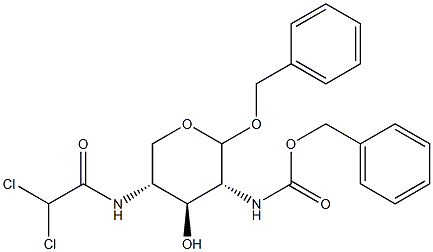 benzyl 2-benzyloxycarbonylamino-4-dichloroacetamido-2,4-dideoxyxylopyranoside Struktur