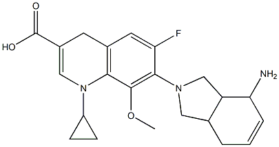 1-cyclopropyl-6-fluoro-8-methoxy-7-(2-amino-8-azabicyclo(4.3.0)non-3-en-8-yl)quinoline-3-carboxylic acid Struktur