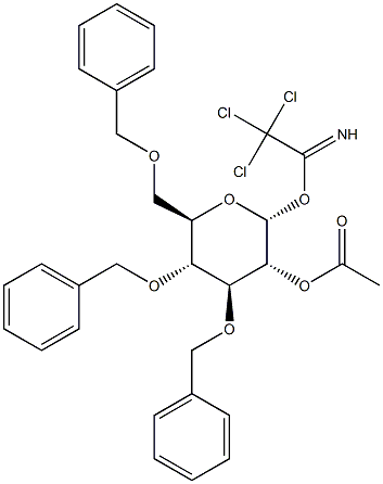 2-O-Acetyl-3,4,6-tri-O-benzyl-a-D-glucopyranosyl trichloroacetimidate Struktur