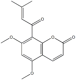 5,7-dimethoxy-8-(3-methylbut-2-enoyl)chromen-2-one Struktur