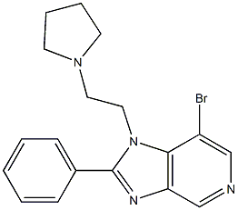 7-bromo-2-phenyl-1-(2-pyrrolidin-1-ylethyl)-1H-imidazo[4,5-c]pyridine Struktur