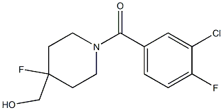 (3-CHLORO-4-FLUORO-PHENYL)-(4-FLUORO-4-HYDROXYMETHYL-PIPERIDIN-1-YL)-METHANONE Struktur