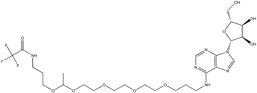 N6-{((((3-TRIFLUOROACETAMIDOPROPOXY(ETHOXY))ETHOXY)ETHOXY)ETHOXY)-PROPYL}ADENOSINE Struktur