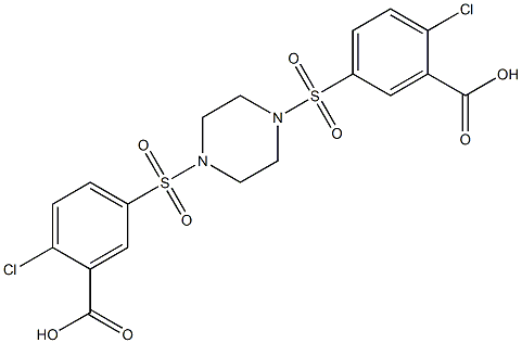 5-[4-(3-carboxy-4-chloro-phenyl)sulfonylpiperazin-1-yl]sulfonyl-2-chloro-benzoic acid Struktur