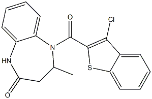 5-[(3-chlorobenzo[b]thiophen-2-yl)carbonyl]-4-methyl-2,3,4,5-tetrahydro-1H-1,5-benzodiazepin-2-one Struktur