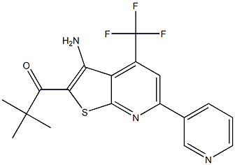 1-[3-amino-6-(3-pyridinyl)-4-(trifluoromethyl)thieno[2,3-b]pyridin-2-yl]-2,2-dimethyl-1-propanone Struktur