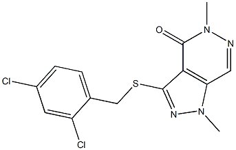 3-[(2,4-dichlorobenzyl)thio]-1,5-dimethyl-4,5-dihydro-1H-pyrazolo[3,4-d]pyridazin-4-one Struktur