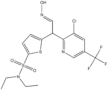 5-[1-[3-chloro-5-(trifluoromethyl)-2-pyridinyl]-2-(hydroxyimino)ethyl]-N,N-diethyl-2-thiophenesulfonamide Struktur