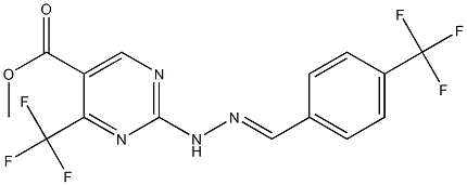 methyl 4-(trifluoromethyl)-2-{2-[4-(trifluoromethyl)benzylidene]hydrazino}pyrimidine-5-carboxylate Struktur