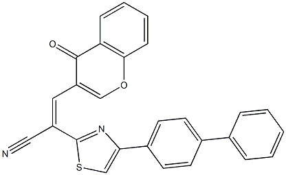 2-(4-[1,1'-biphenyl]-4-yl-1,3-thiazol-2-yl)-3-(4-oxo-4H-chromen-3-yl)acrylonitrile Struktur