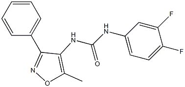 N-(3,4-difluorophenyl)-N'-(5-methyl-3-phenylisoxazol-4-yl)urea Struktur