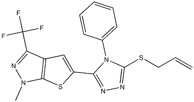 5-[5-(allylsulfanyl)-4-phenyl-4H-1,2,4-triazol-3-yl]-1-methyl-3-(trifluoromethyl)-1H-thieno[2,3-c]pyrazole Struktur