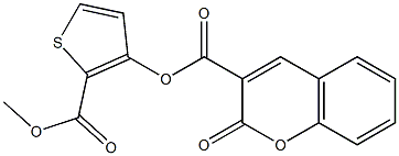 2-(methoxycarbonyl)-3-thienyl 2-oxo-2H-chromene-3-carboxylate Struktur