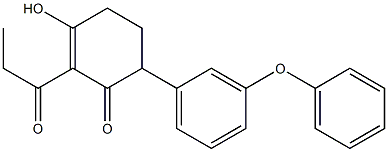 3-hydroxy-6-(3-phenoxyphenyl)-2-propionyl-2-cyclohexen-1-one Struktur