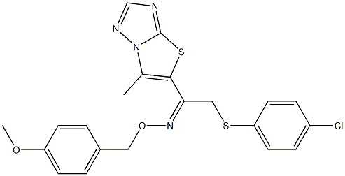 2-[(4-chlorophenyl)sulfanyl]-1-(6-methyl[1,3]thiazolo[3,2-b][1,2,4]triazol-5-yl)-1-ethanone O-(4-methoxybenzyl)oxime Struktur