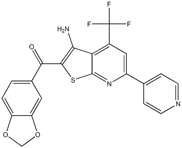 [3-amino-6-(4-pyridinyl)-4-(trifluoromethyl)thieno[2,3-b]pyridin-2-yl](1,3-benzodioxol-5-yl)methanone Struktur