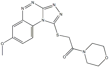 2-[(7-methoxybenzo[e][1,2,4]triazolo[3,4-c][1,2,4]triazin-1-yl)thio]-1-morpholinoethan-1-one Struktur