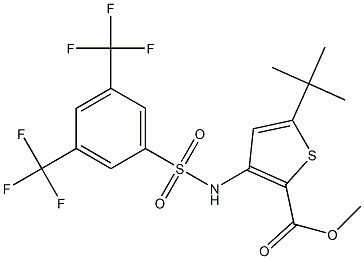 methyl 5-(tert-butyl)-3-({[3,5-di(trifluoromethyl)phenyl]sulfonyl}amino)thiophene-2-carboxylate Struktur