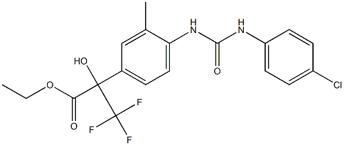 ethyl 2-(4-{[(4-chloroanilino)carbonyl]amino}-3-methylphenyl)-3,3,3-trifluoro-2-hydroxypropanoate Struktur