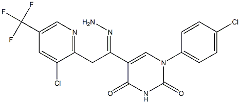 1-(4-chlorophenyl)-5-{2-[3-chloro-5-(trifluoromethyl)-2-pyridinyl]ethanehydrazonoyl}-2,4(1H,3H)-pyrimidinedione Struktur