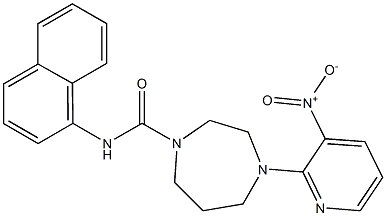 N1-(1-naphthyl)-4-(3-nitro-2-pyridyl)-1,4-diazepane-1-carboxamide Struktur