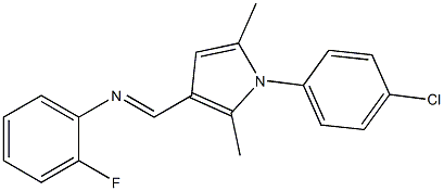 N-{(E)-[1-(4-chlorophenyl)-2,5-dimethyl-1H-pyrrol-3-yl]methylidene}-2-fluoroaniline Struktur