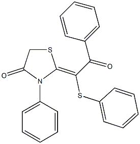 2-[2-oxo-2-phenyl-1-(phenylthio)ethylidene]-3-phenyl-1,3-thiazolan-4-one Struktur