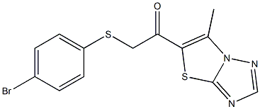 2-[(4-bromophenyl)sulfanyl]-1-(6-methyl[1,3]thiazolo[3,2-b][1,2,4]triazol-5-yl)-1-ethanone Struktur