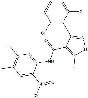 N4-(4,5-dimethyl-2-nitrophenyl)-3-(2,6-dichlorophenyl)-5-methylisoxazole-4-carboxamide Struktur