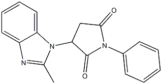 3-(2-methyl-1H-benzo[d]imidazol-1-yl)-1-phenylpyrrolidine-2,5-dione Struktur