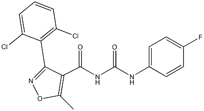 N-{[3-(2,6-dichlorophenyl)-5-methylisoxazol-4-yl]carbonyl}-N'-(4-fluorophenyl)urea Struktur