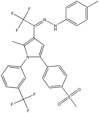 2,2,2-trifluoro-1-{2-methyl-5-[4-(methylsulfonyl)phenyl]-1-[3-(trifluoromethyl)phenyl]-1H-pyrrol-3-yl}-1-ethanone N-(4-methylphenyl)hydrazone Struktur