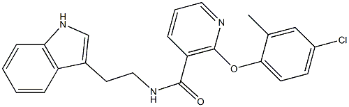 2-(4-chloro-2-methylphenoxy)-N-[2-(1H-indol-3-yl)ethyl]nicotinamide Struktur