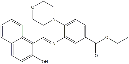 ethyl 3-{[(2-hydroxy-1-naphthyl)methylidene]amino}-4-morpholinobenzoate Struktur