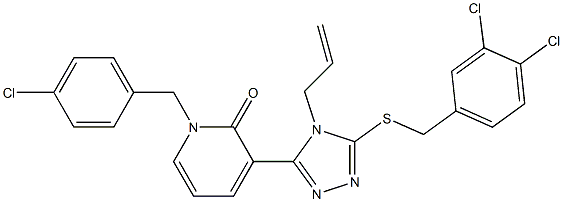 3-{4-allyl-5-[(3,4-dichlorobenzyl)sulfanyl]-4H-1,2,4-triazol-3-yl}-1-(4-chlorobenzyl)-2(1H)-pyridinone Struktur