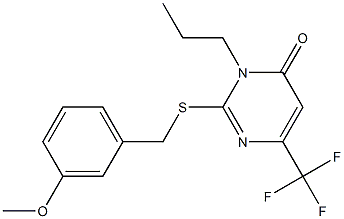 2-[(3-methoxybenzyl)sulfanyl]-3-propyl-6-(trifluoromethyl)-4(3H)-pyrimidinone Struktur